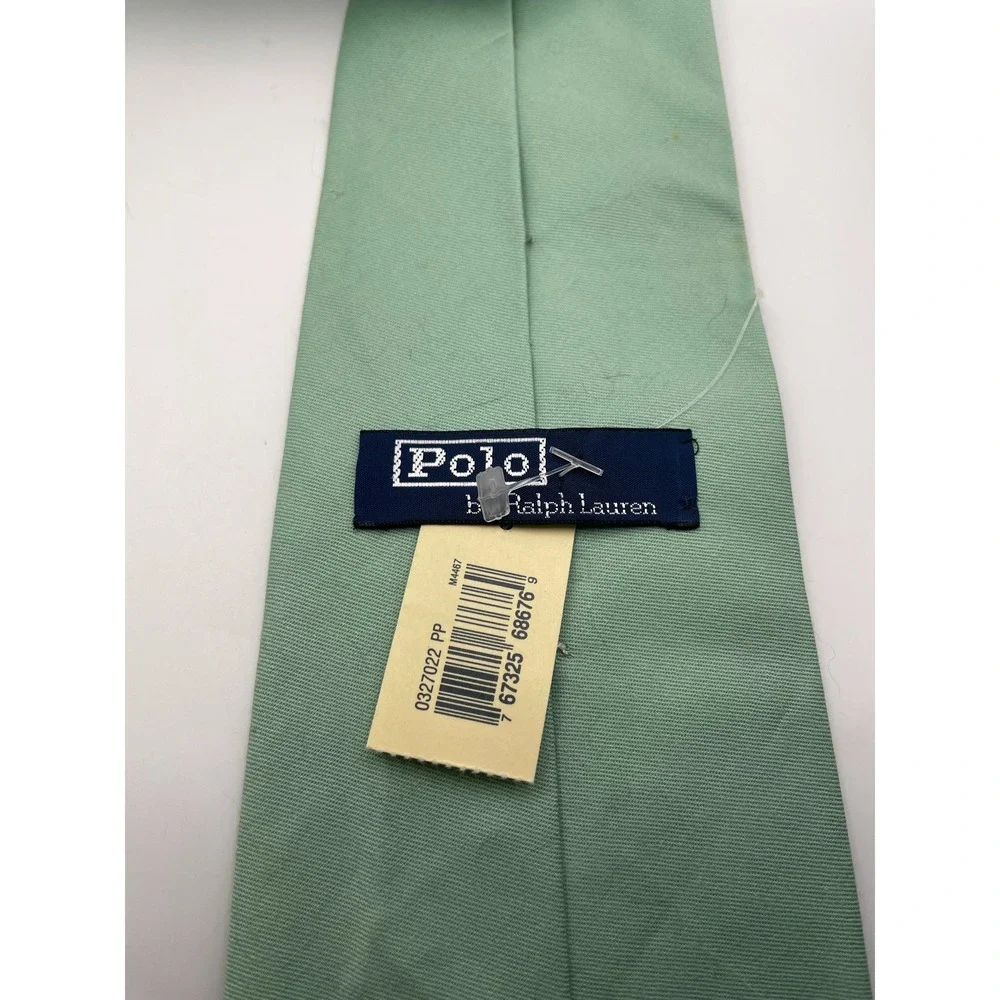 Polo Ralph Lauren Mens Mint Green 100% Cotton Pony Logo Necktie Made in USA
